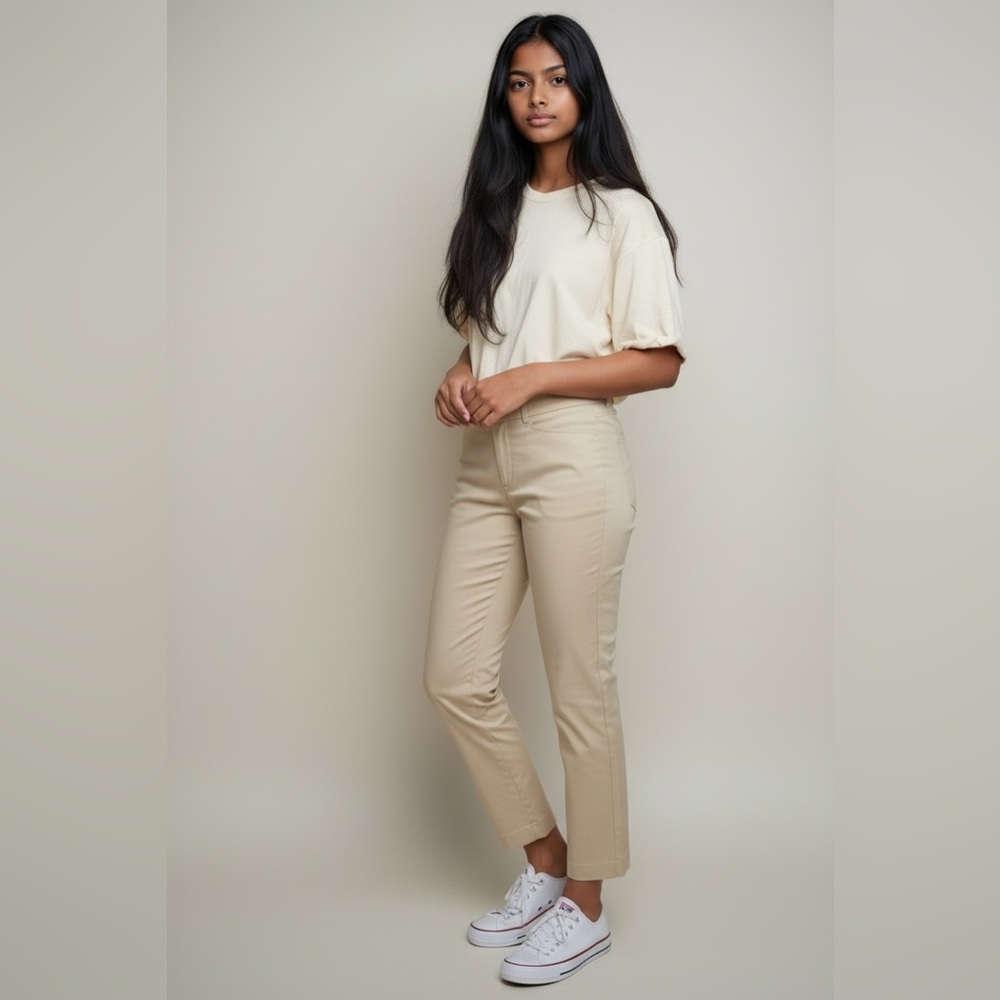 Loft Classic Riviera ankle khaki/tan Women's Pant size 6